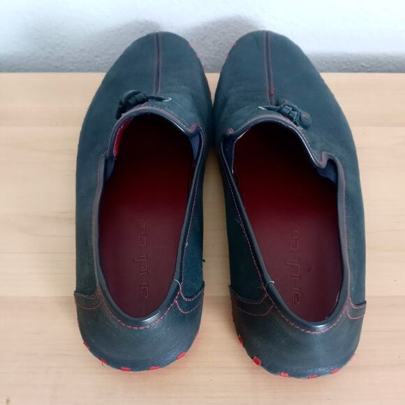 ANDREW Leather Loafers Suction Slip Resistant Sole SZ 43 Blue Red Slip On Shoes - Picture 5 of 12